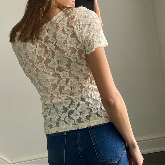 Vintage White Floral Lace Blouse - Picture 6 of 6